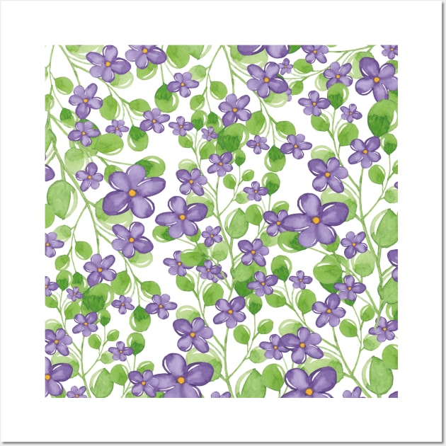 Purple Watercolor Wild Flower Wall Art by kakamona